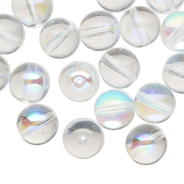 Czech glass 1pkg40, round druk bead clear AB 10mm image number 0