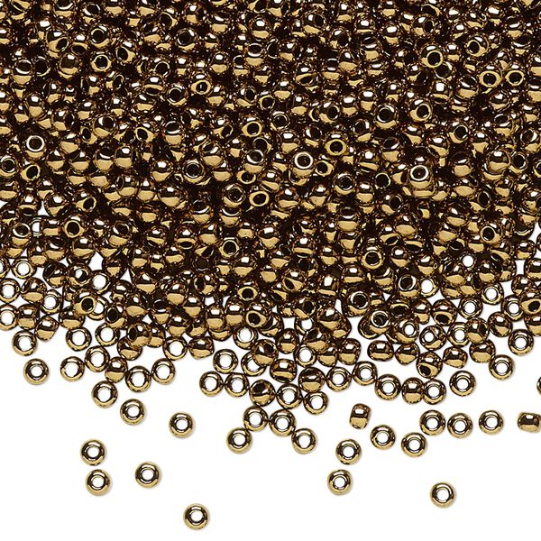 Seed bead, TOHO BEADS®, glass, pkg/7.5g, #11 round, opaque bronze (TR-11-221). image number 0