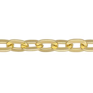 Chain, anodized aluminum, gold, 7.5mm flat cable. Sold per pkg of 5 feet.