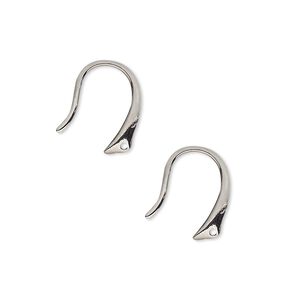 Ear wire fishhook 1pkg10 gunmetal-plated, 14mm fancy / closed loop, 20 gauge brass 5 pair