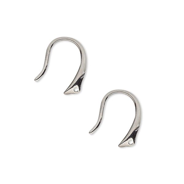 Ear wire fishhook 1pkg10 gunmetal-plated, 14mm fancy / closed loop, 20 gauge brass 5 pair image number 0