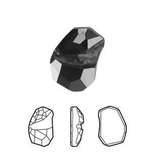 Fancy stone 1pk jet, Crystal Passions® 19x13mm flat divine rock 4787