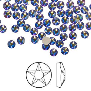 Flat back 1440pk crystal AB foil back, Swarovski® 3.8-4mm round SS16 2100