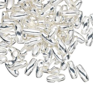 Ball chain connector, silver-plated brass, 9x3mm, fits 2.4mm ball chain. Sold per pkg of 100.