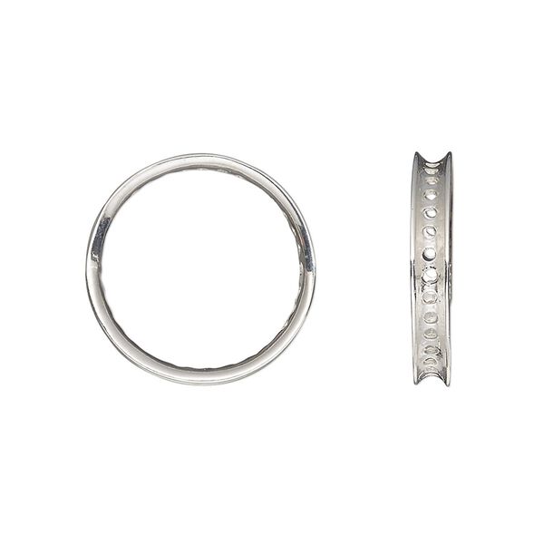 Component, Amoracast®, sterling silver, 20mm open round with 3mm wide channel, 32 holes, fits 2-6mm bead. Sold individually. image number 0