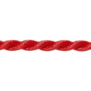 Necklace cord, satin-finished nylon, red, 5mm smooth twist, 18 inches with knot closure. Sold per pkg of 2.