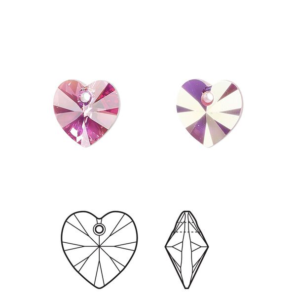Drop 24pk rose AB, Crystal Passions® 10mm pendant heart 6228 image number 0