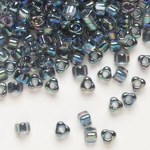Seed bead, Miyuki 1pkg10g, glass, #5 triangle, translucent rainbow grey (TR-1157)