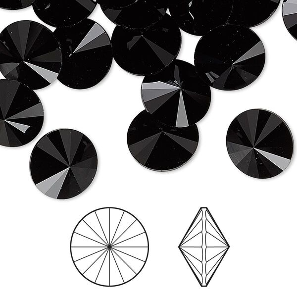 Chaton 288pk jet, Swarovski® 10.54-10.91mm rivoli SS47 1122 image number 0