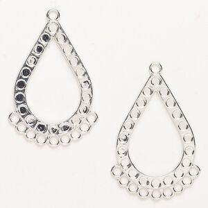 Focal brass 2pk 44x30mm open teardrop, silver finish