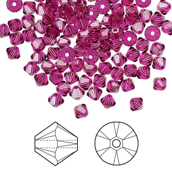 Bead 1440pk fuchsia, Swarovski® 4mm XILION bicone 5328 image number 0