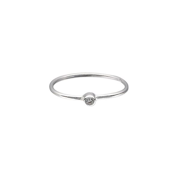Ring, Create Compliments®, cubic zirconia and sterling silver, clear, 3mm wide, size 7. Sold individually. image number 0