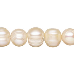 Freshwater pearl 1pkg1, semi-round natural, 15 inch peach 10-12mm cultured