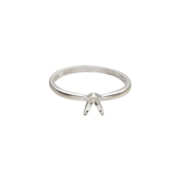 Ring, Sure-Set™, sterling silver, 5mm 4-prong round setting, size 6-7. Sold individually. image number 0