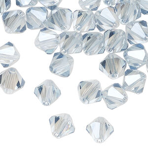 Bead 72pk translucent crystal silver night, Celestial Crystal® 8mm bicone