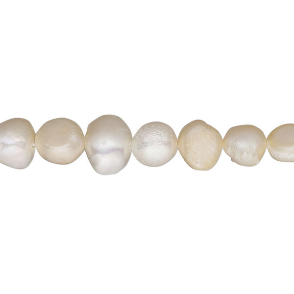 Pearl, cultured freshwater, peach, 7-8mm flat-sided potato, D grade, Mohs hardness 2-1/2 to 4. Sold per 16-inch strand. image number 0