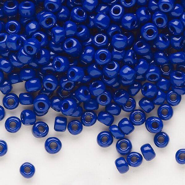 Seed bead, Dyna-Mites™, glass, opaque navy blue, #6 round. Sold per 40-gram pkg. image number 0