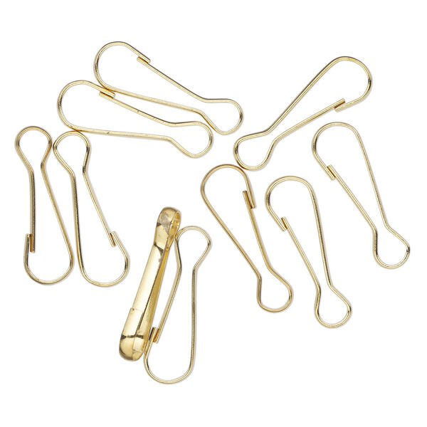 Clasp, snap, gold-finished steel, 33x10mm. Sold per pkg of 10. image number 0