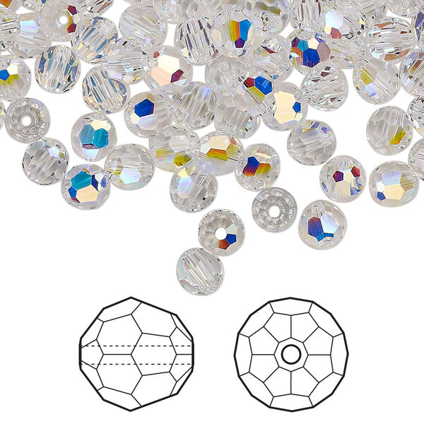 Bead 144pk crystal AB, Crystal Passions® 5mm round 5000 image number 0