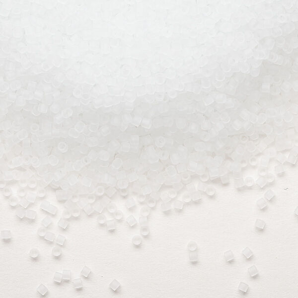 Seed bead, Miyuki, glass, pkg/35g, #15 rocaille, translucent matte crystal clear, (RR-131F). image number 0