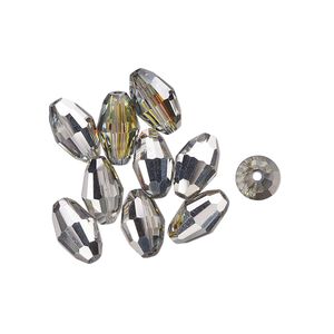Bead 12pk crystal marea, vintage Preciosa Czech crystal 9x6mm oval