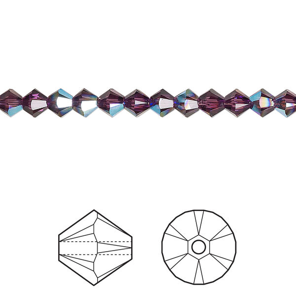 Bead 48pk amethyst shimmer, Crystal Passions® 4mm bicone 5328 image number 0
