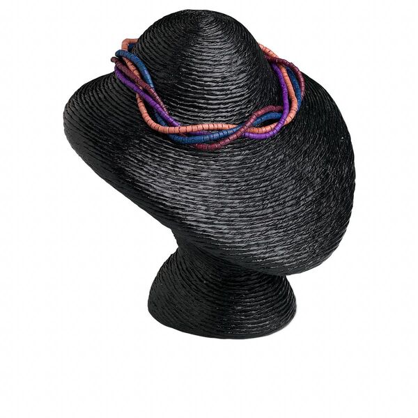 Display, necklace, paper twine, black, 7x7x6 inches. Sold individually. image number 0