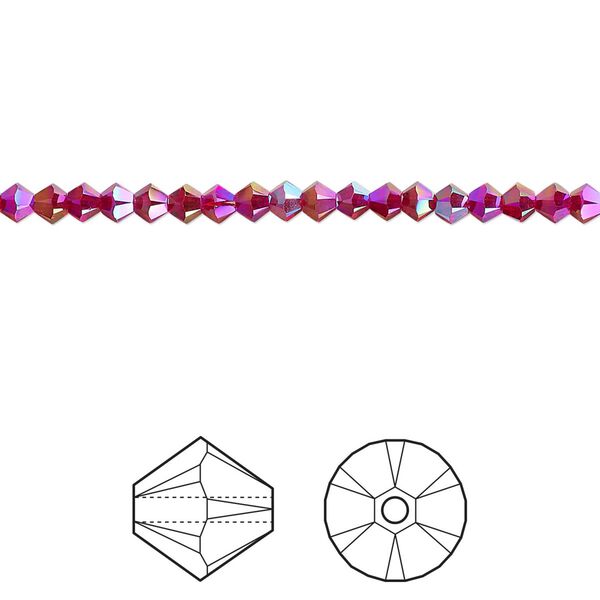 Bead 48pk Siam shimmer 2X, Crystal Passions® 3mm bicone 5328 image number 0