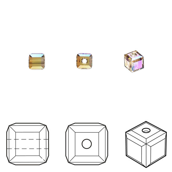 Bead 12pk light Colorado topaz shimmer, Crystal Passions® 4mm cube 5601 image number 0