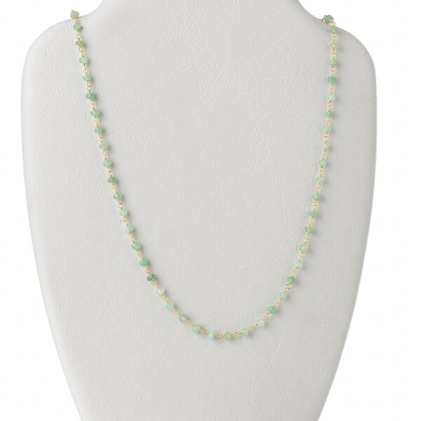 Necklace, chrysoprase (natural) and gold-finished sterling silver, 3.5-4mm hand-cut faceted rondelle, 18 inches with S-hook clasp. Sold individually. image number 0
