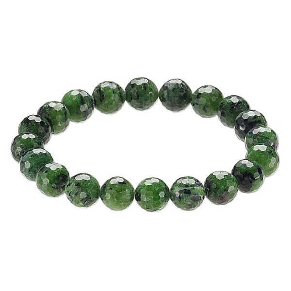 Ruby in zoisite 1pkg1, faceted round bracelet natural 8 inch 9-10mm image number 0