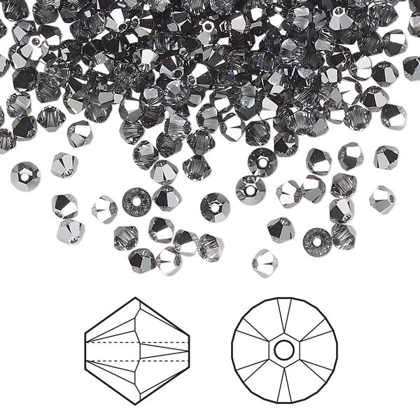 Bead 144pk crystal light chrome, Crystal Passions® 3mm bicone 5328 image number 0