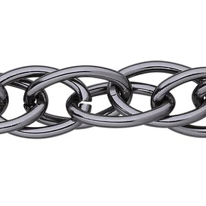 Chain 1pkg1 cable, 17mm double, aluminum / anodized gunmetal 5 foot unfinished