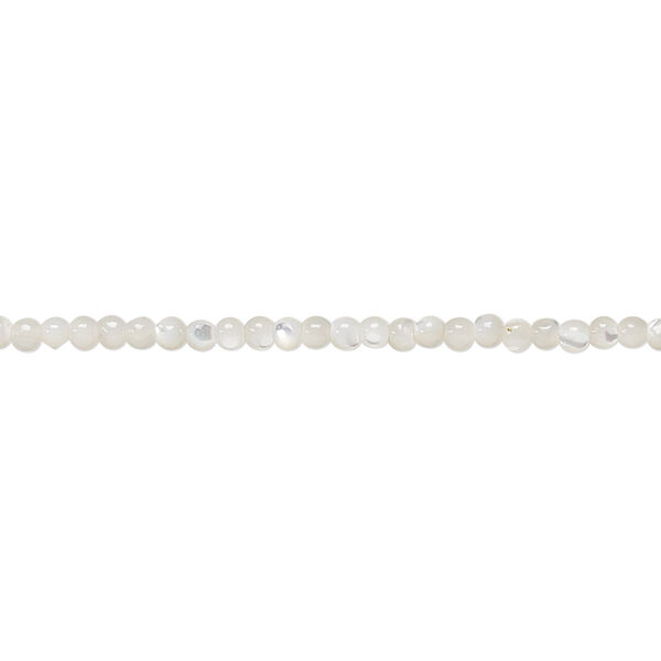 Bead, mother-of-pearl shell (bleached), white, 2mm round, Mohs hardness 3-1/2. Sold per 15-1/2" to 16" strand. image number 0