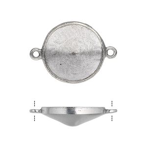 Link, Almost Instant Jewelry®, antiqued pewter (tin-based alloy), 21mm round with 18mm rivoli setting. Sold individually.