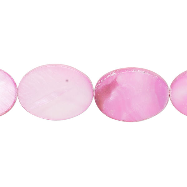 Mother-of-pearl shell 1pkg1, flat oval bead 15 inch pink rose 17x12mm-18x14mm image number 0