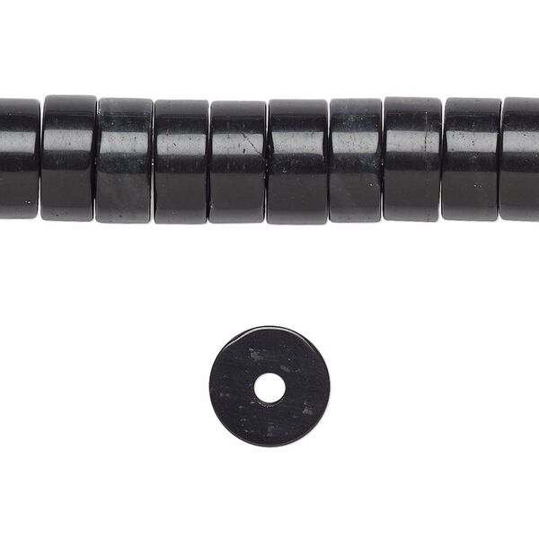 Black obsidian 1pkg10, heishi bead natural 10x5mm image number 0