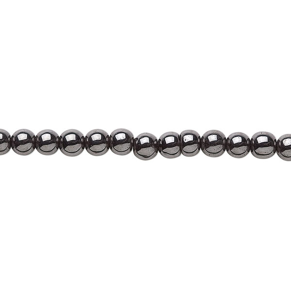 Bead, Hemalyke™ (man-made), magnetic, 4mm round. Sold per 15-1/2" to 16" strand. image number 0