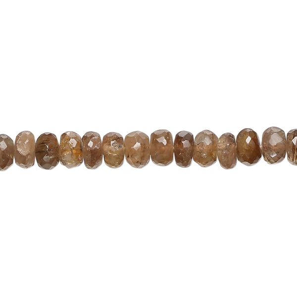 Bead, andalusite (natural), 5x2mm-6x4mm hand-cut faceted rondelle with 0.4-1mm hole, B grade, Mohs hardness 7 to 7-1/2. Sold per 13-inch strand, approximately 100 beads. image number 0