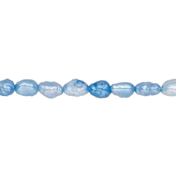 Pearl, cultured freshwater (dyed), teal, 4-5mm rice, C grade, Mohs hardness 2-1/2 to 4. Sold per 15-1/2" to 16" strand. image number 0