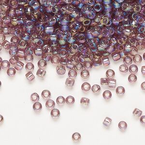 Seed bead, Dyna-Mites™, glass, transparent rainbow lilac, #8 round. Sold per 1/2 kilogram pkg.