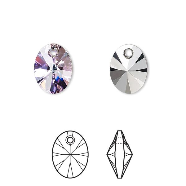 Drop 2pk crystal vitrail light P, Crystal Passions® 12x9mm pendant mini oval 6028 image number 0