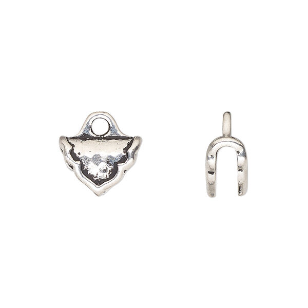 Crimp end, TierraCast®, antique silver-plated pewter (tin-based alloy), 12x8mm palace, 2.7mm inside diameter. Sold per pkg of 2. image number 0