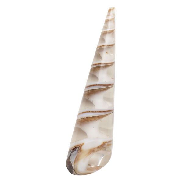 Focal, resin and screw turritella shell (assembled), clear, 45x12mm top-drilled cone, Mohs hardness 3-1/2. Sold individually. image number 0