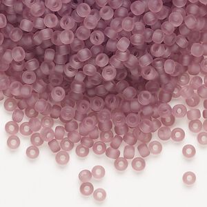 Seed bead, Miyuki, glass, pkg/250g, #8 rocaille, translucent matte smoky amethyst (RR-142F).