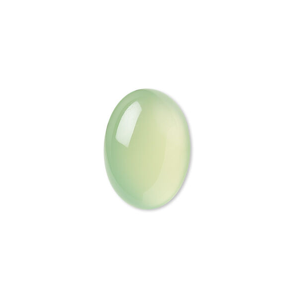 Cabochon, green chalcedony (dyed), light to medium, 18x13mm calibrated oval, B grade, Mohs hardness 6-1/2 to 7. Sold individually. image number 0