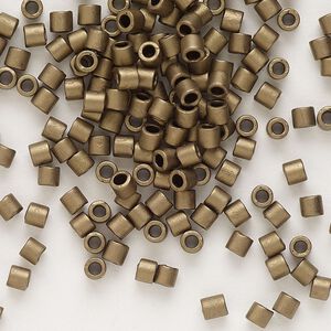 Seed bead, Delica®, glass, pkg/250g, #8 round, opaque matte metallic dark bronze (DBL-0322).