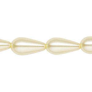 Pearl 1pk ivory, Celestial Crystal® 15x8mm teardrop 15.5-16 inch