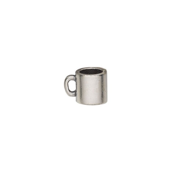 Charm, sterling silver, 11x8.5mm 3D coffee mug. Sold individually. image number 0