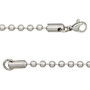 Chain 1pkg1 ball, 3.2mm / lobster claw clasp, stainless steel 18 inch